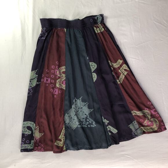 We Be Bop Artsy Batik Grunge Skirt Vintage 90s/2000s Y2K Size 10 Elastic Boho - Picture 1 of 7